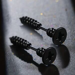 Black Screw Stud Earrings